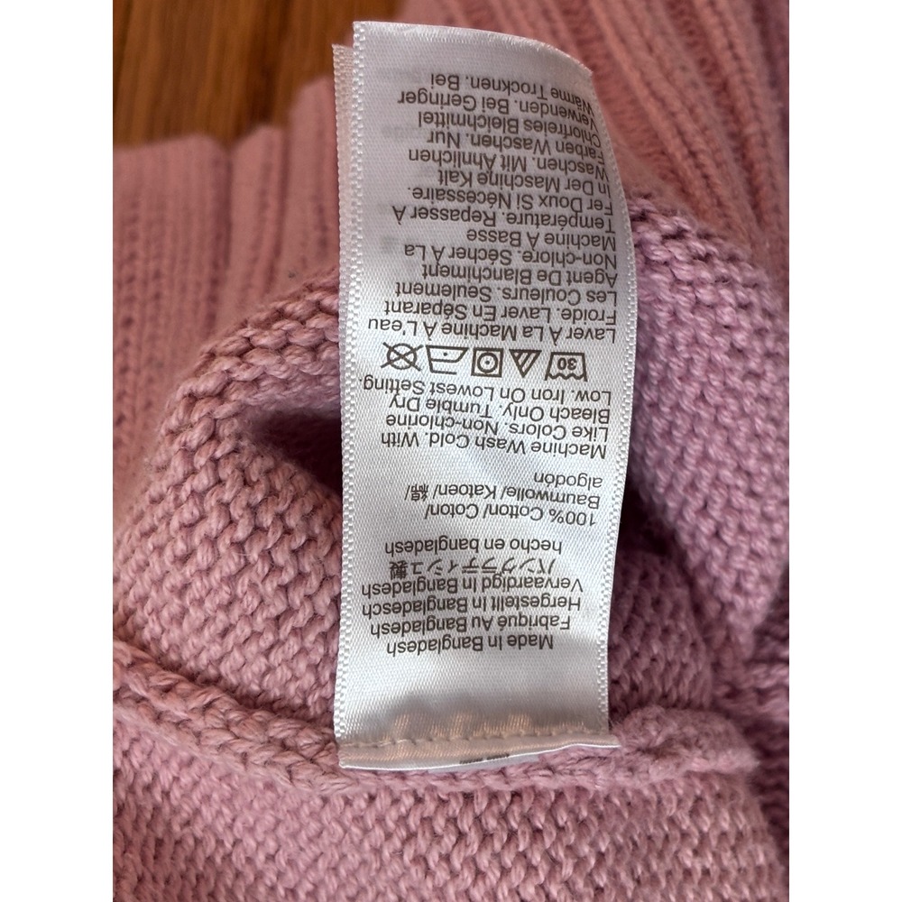 J.Crew Womens Pink Cotton Mock Neck Ribbed Knit Sweater Large L‎ Mauve - Picture 7 of 8